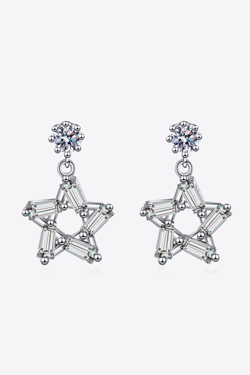 925 Sterling Silver Inlaid Moissanite Star Earrings