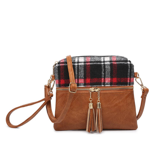 M1785PLD Tara Plaid Two-Tone Crossbody