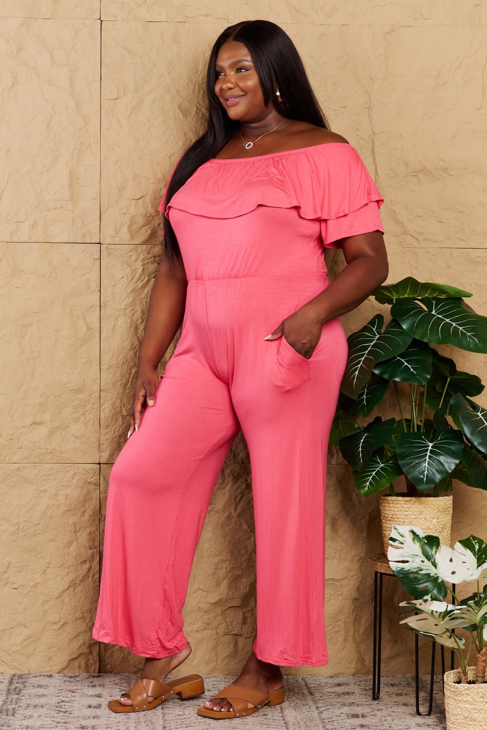 Heimish My Favorite Full Size Off-Shoulder Jumpsuit with Pockets