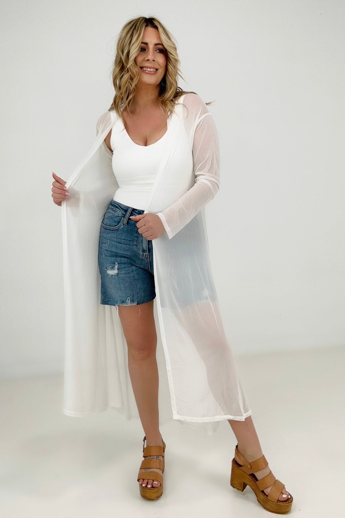 Zenana "Eden" Mesh Long Sleeve Duster Kimono