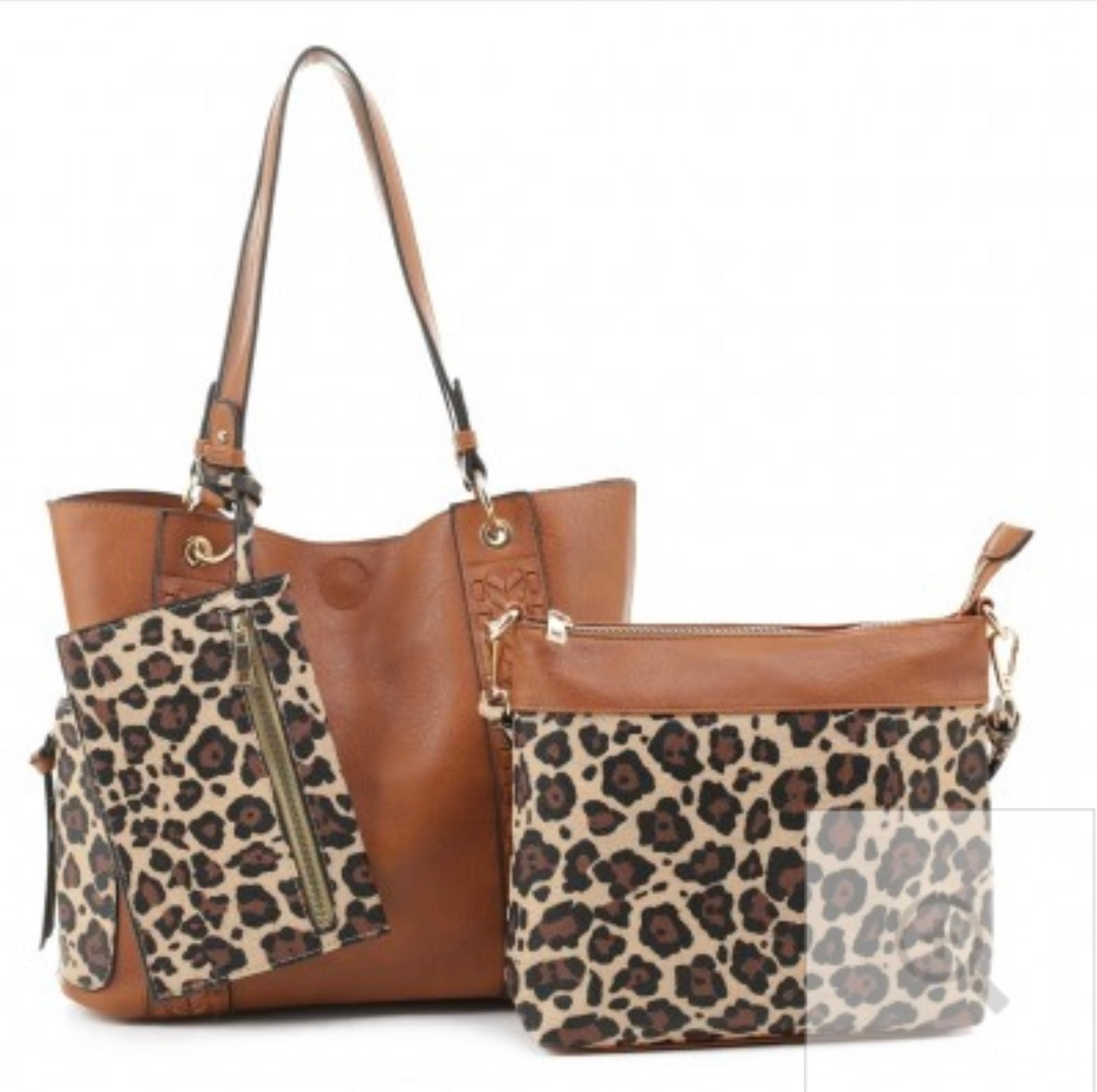 Leopard Print 3-in-1 Shoulder Bag/Crossbody/Wallet