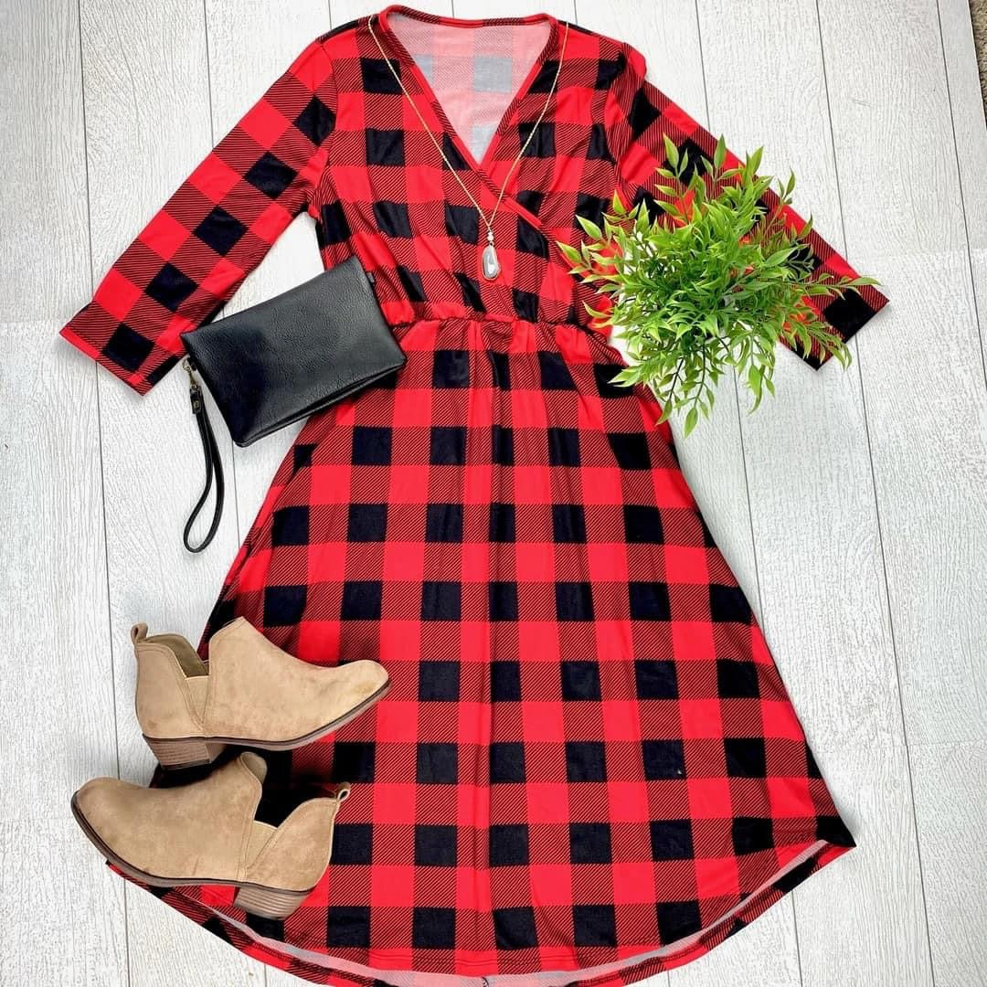 Taylor Red & Black Buffalo Plaid Dress