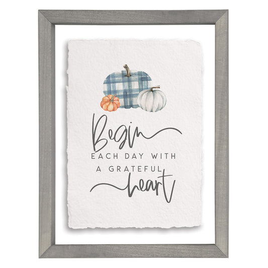 Grateful Heart Gingham- Floating Frame Art