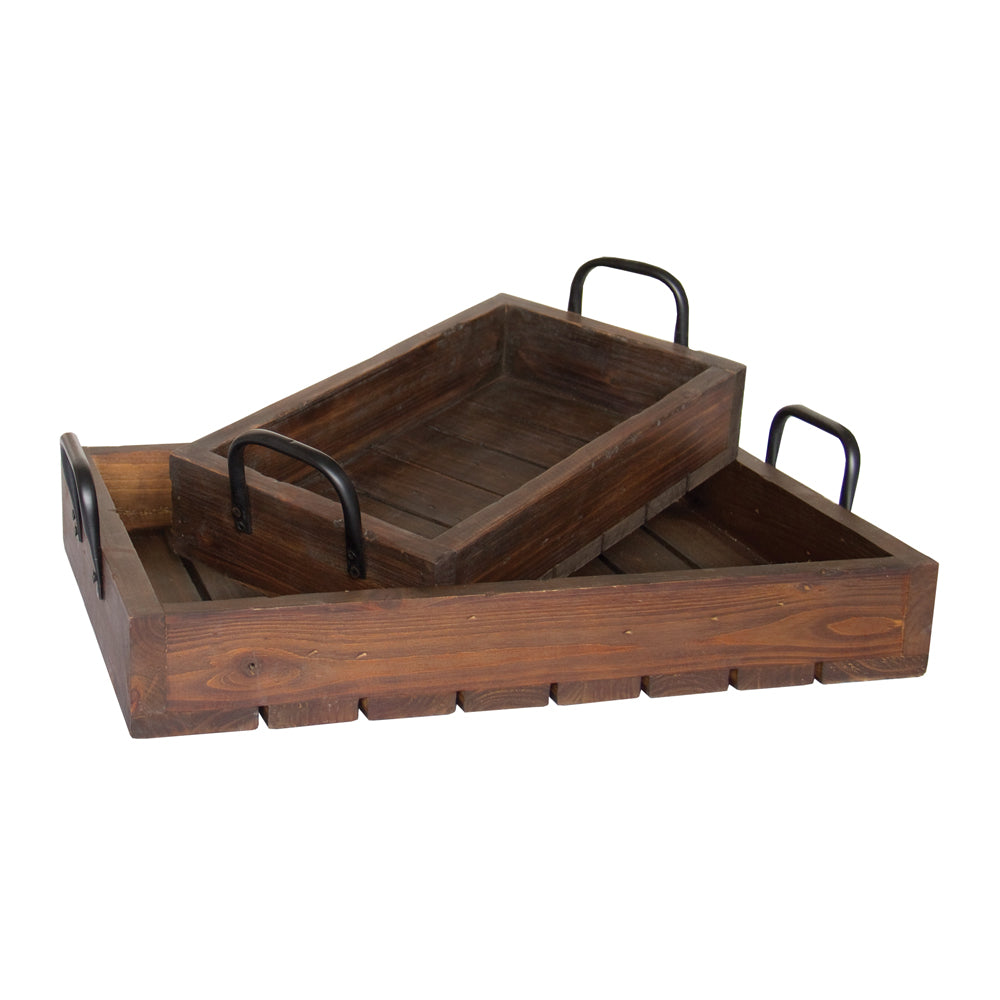 Rustic Brown Tray Set of 2 (large and small)