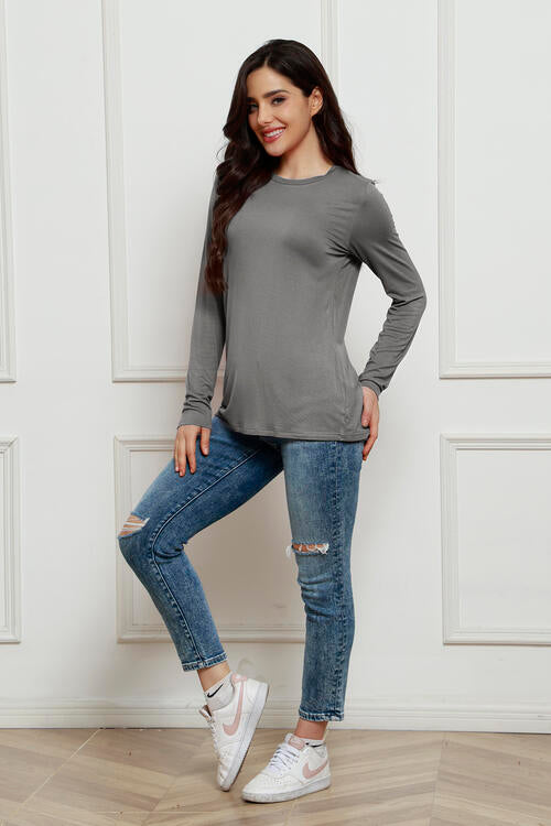 Basic Bae Full Size Round Neck Long Sleeve Top