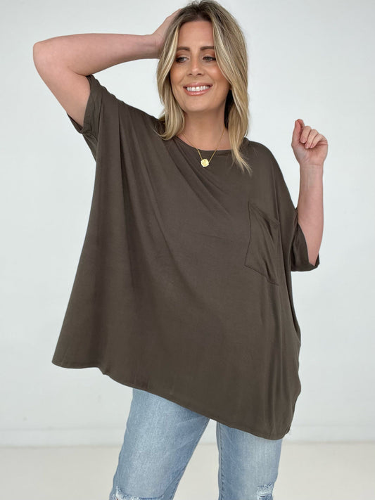 Zenana "Modish Comfort" Rayon Oversized Front Pocket Top