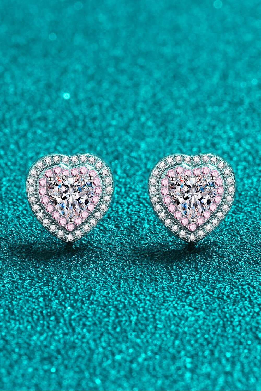 Moissanite Heart-Shaped Stud Earrings