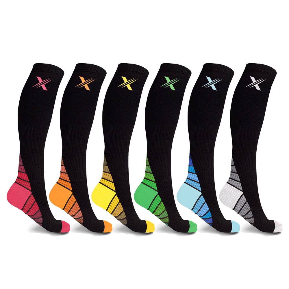 UNISEX ATHLETIC COMPRESSION SOCKS - 6-PAIRS PACKED TOGETHER