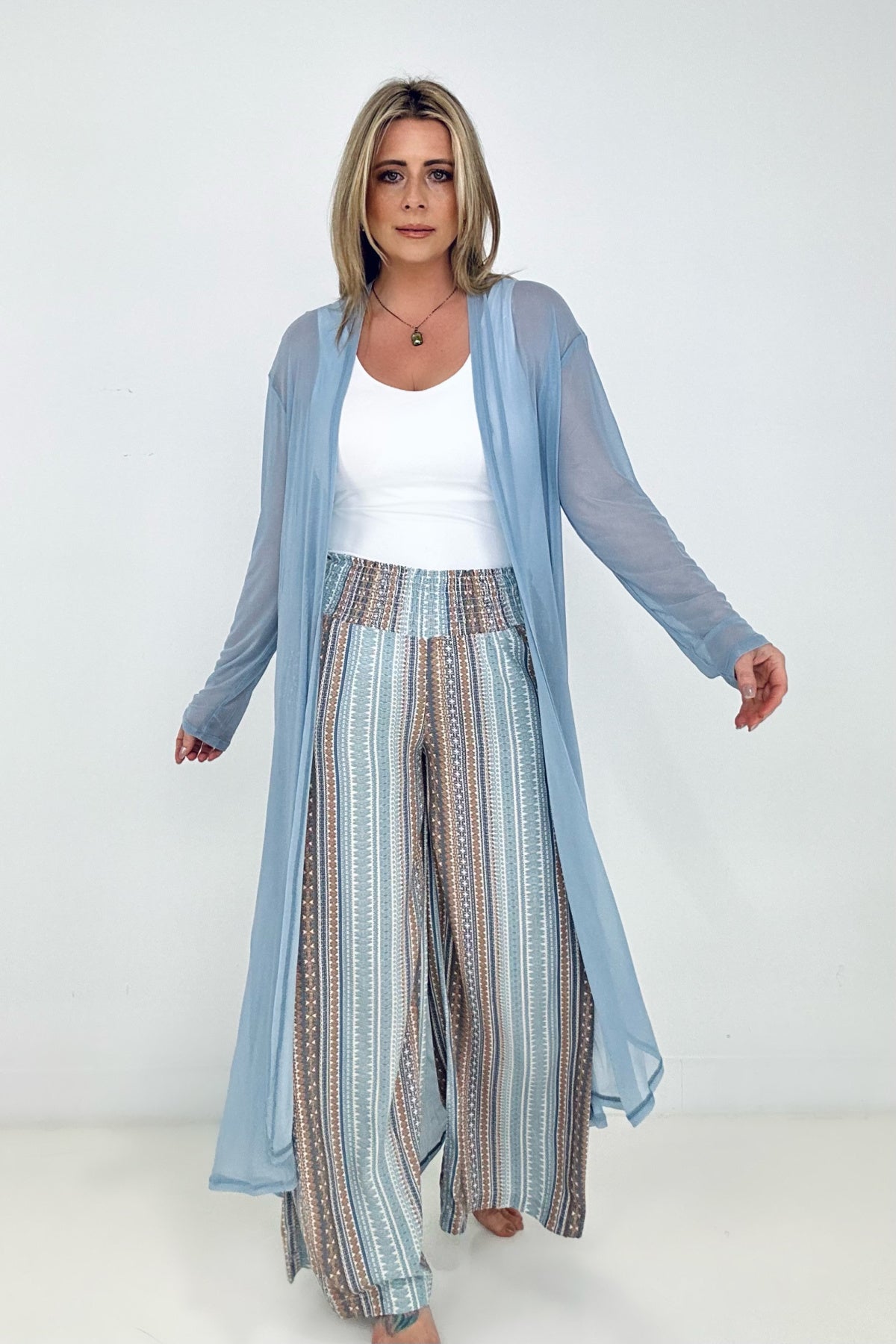 Zenana "Eden" Mesh Long Sleeve Duster Kimono