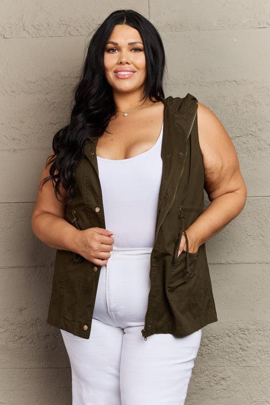 Zenana More To Come Full Size Military Hooded Vest