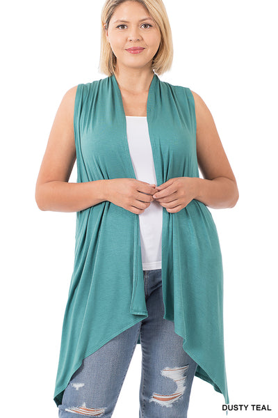 Sleeveless Draped Front Cardigan