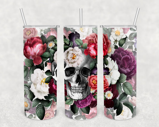 Skinny Tumbler Skulls & Flowers