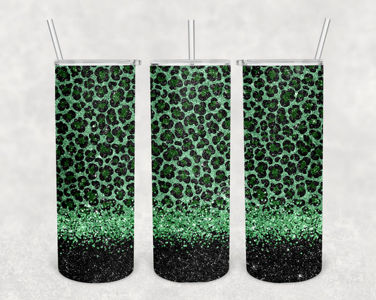 Skinny Tumbler Green Leopard