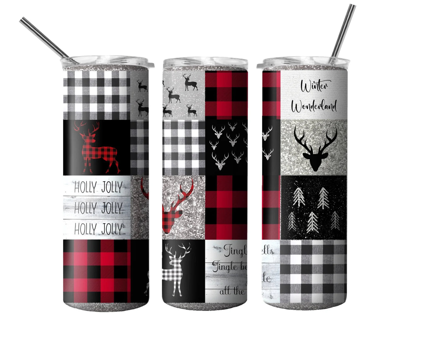 Skinny Tumbler Holiday Patchwork