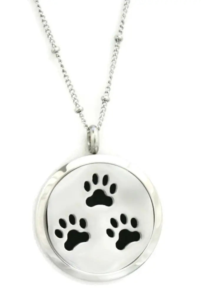 Puppy Paws Stainless Steel Aromatherapy Oil Necklace
