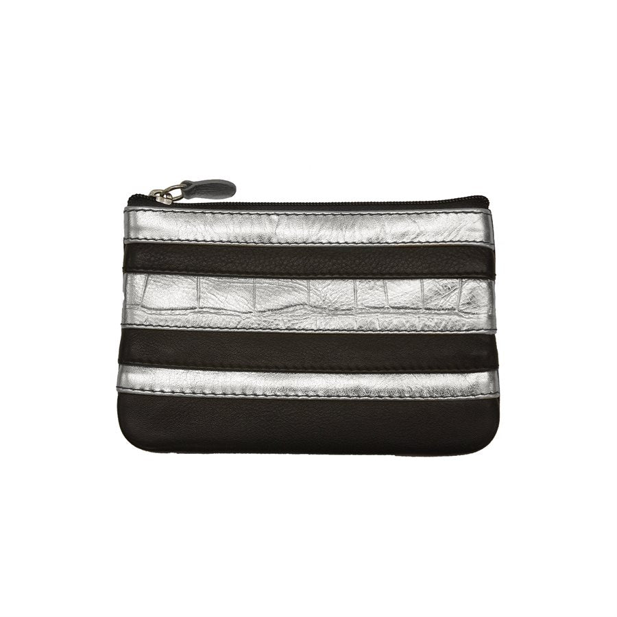 Stripe Coin Purse with Key Ring