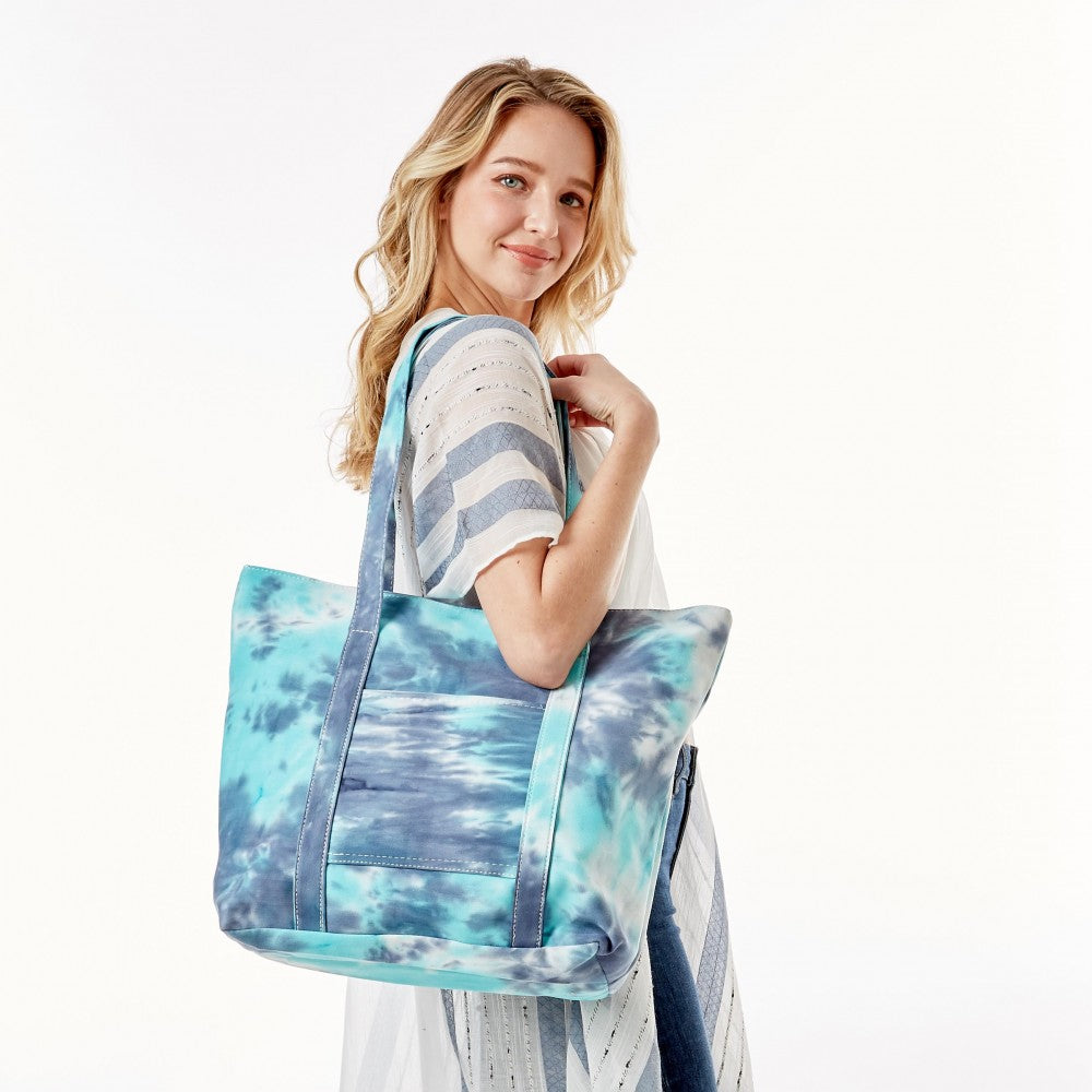 Tie Dye Print Canvas Tote Bag