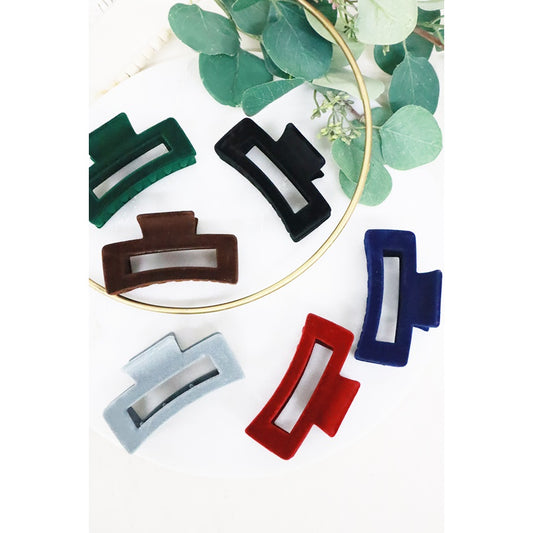 Velvet Cut Out Rectangle Shape Hair Claw